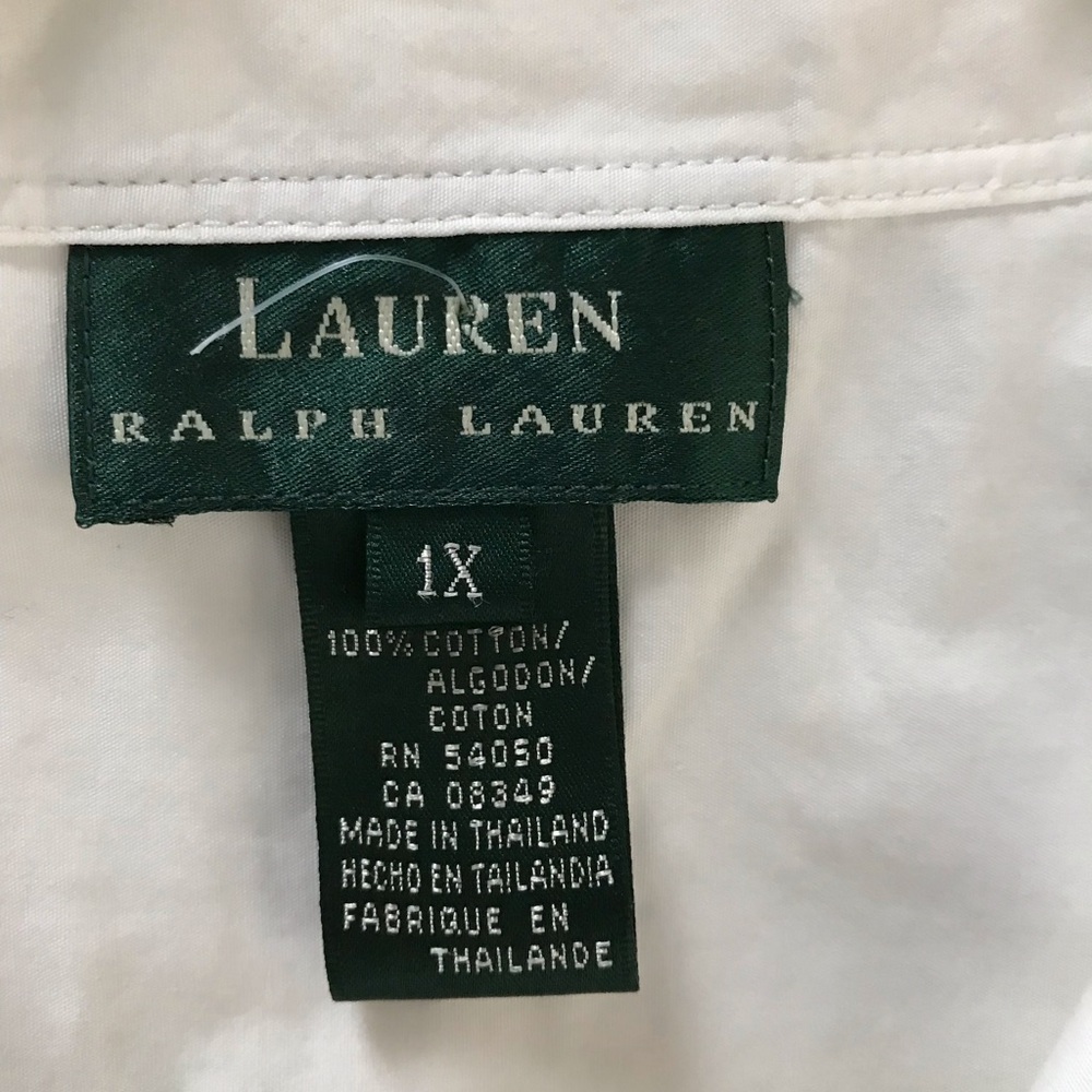 Ralph Lauren White Basic Button Down Blouse 1X - Picture 7 of 7